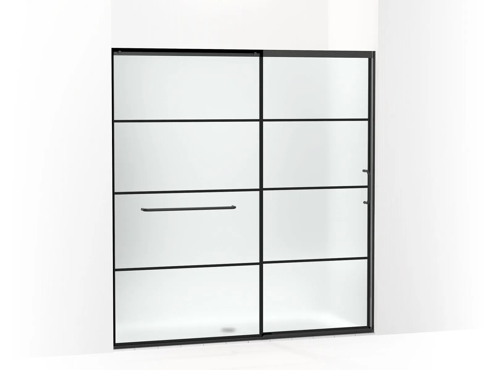 KOHLER K-707617-8G80 Elate Sliding shower door, 75-1/2" H x 68-1/4 - 71-5/8" W, with heavy 5/16" thick Frosted glass with rectangular grille pattern