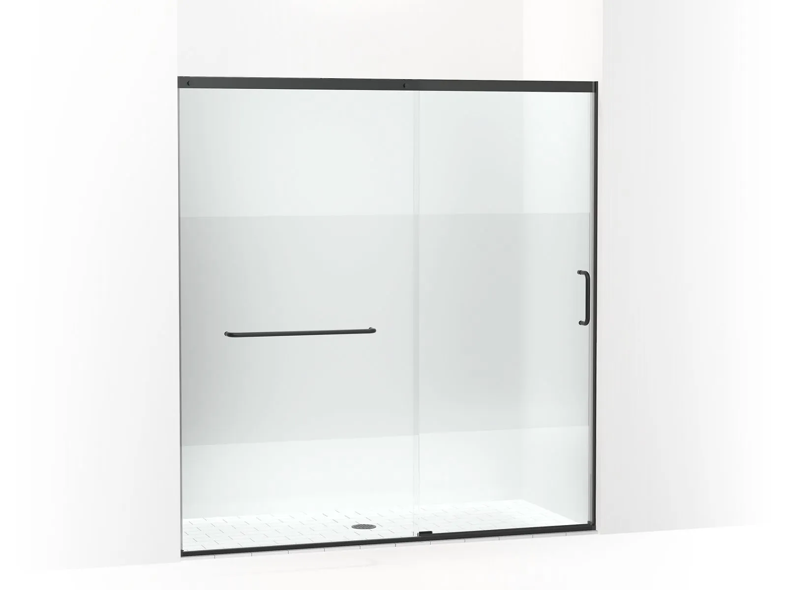 KOHLER K-707617-8G81 Elate Sliding shower door, 75-1/2" H x 68-1/4 - 71-5/8" W, with heavy 5/16" thick Crystal Clear glass with privacy band