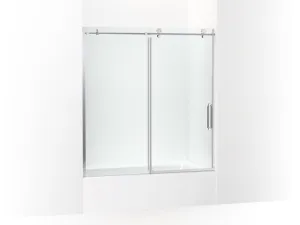 KOHLER K-707626-8L Cursiva Sliding bath door, 62" H x 56-1/8 - 59-7/8" W, with 5/16" thick Crystal Clear glass