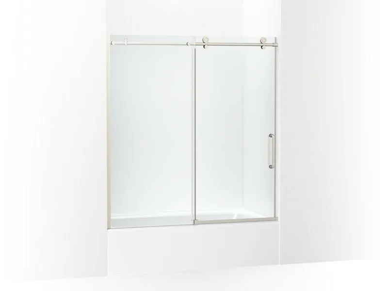 KOHLER K-707626-8L Cursiva Sliding bath door, 62" H x 56-1/8 - 59-7/8" W, with 5/16" thick Crystal Clear glass