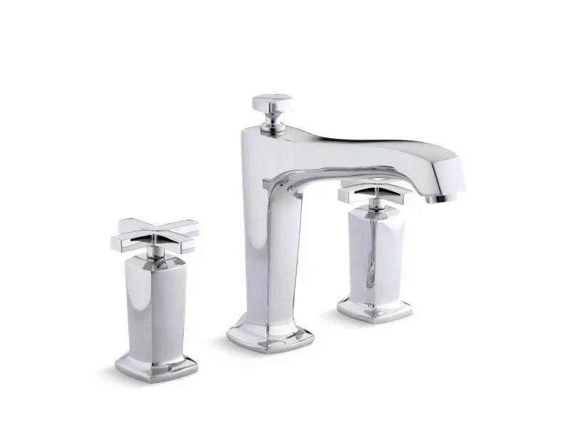 KOHLER K-T16237-3 Margaux Deck-mount bath faucet trim for high-flow valve with non-diverter spout and cross handles, valve not included