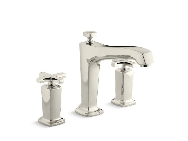 KOHLER K-T16237-3 Margaux Deck-mount bath faucet trim for high-flow valve with non-diverter spout and cross handles, valve not included