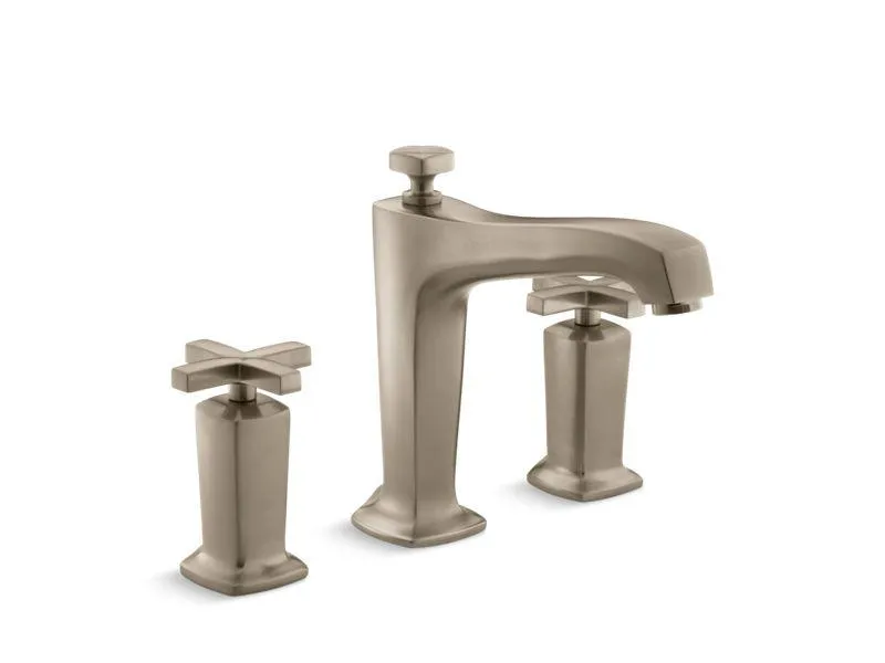 KOHLER K-T16237-3 Margaux Deck-mount bath faucet trim for high-flow valve with non-diverter spout and cross handles, valve not included