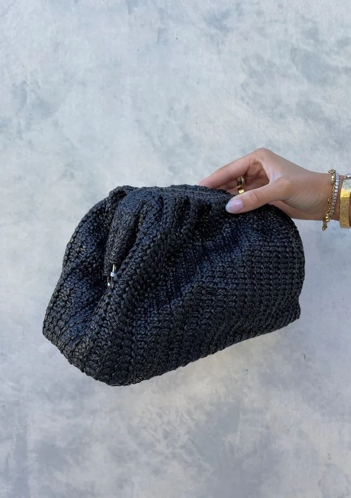 Lana Straw Clutch - Black