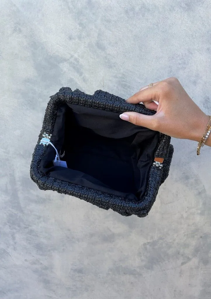 Lana Straw Clutch - Black