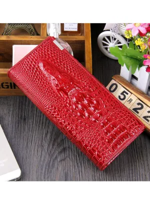 Leather Women's Wallet Crocodile Women's Long Wallet