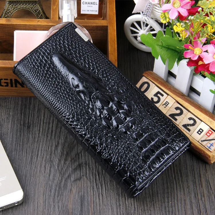 Leather Women's Wallet Crocodile Women's Long Wallet