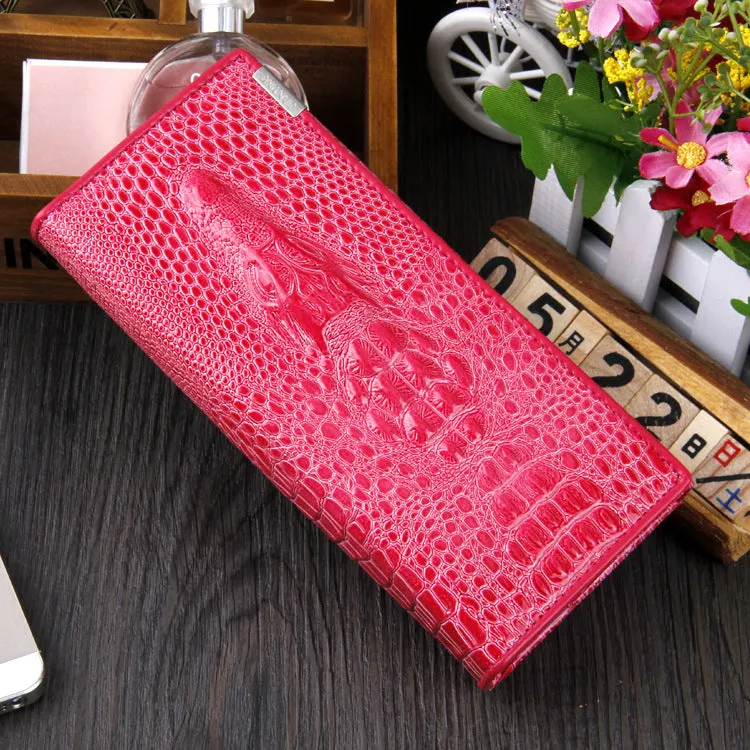 Leather Women's Wallet Crocodile Women's Long Wallet
