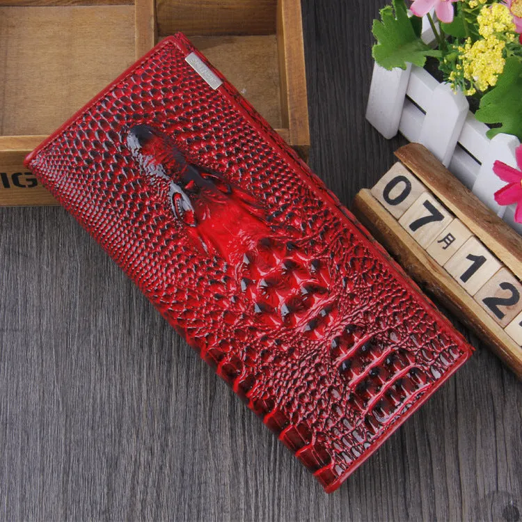 Leather Women's Wallet Crocodile Women's Long Wallet