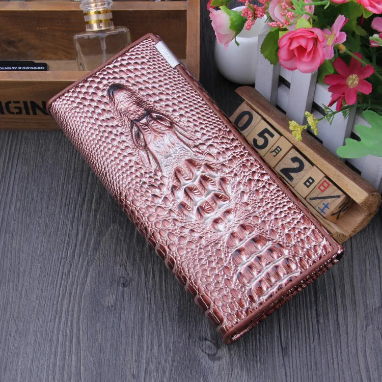 Leather Women's Wallet Crocodile Women's Long Wallet