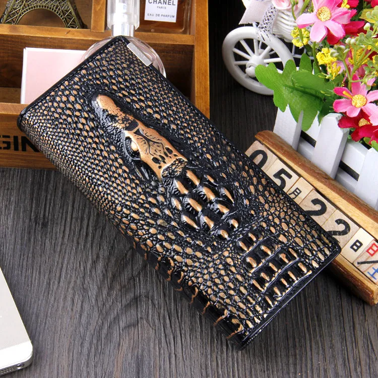 Leather Women's Wallet Crocodile Women's Long Wallet