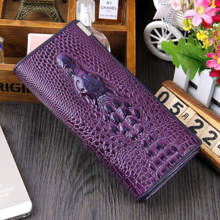 Leather Women's Wallet Crocodile Women's Long Wallet