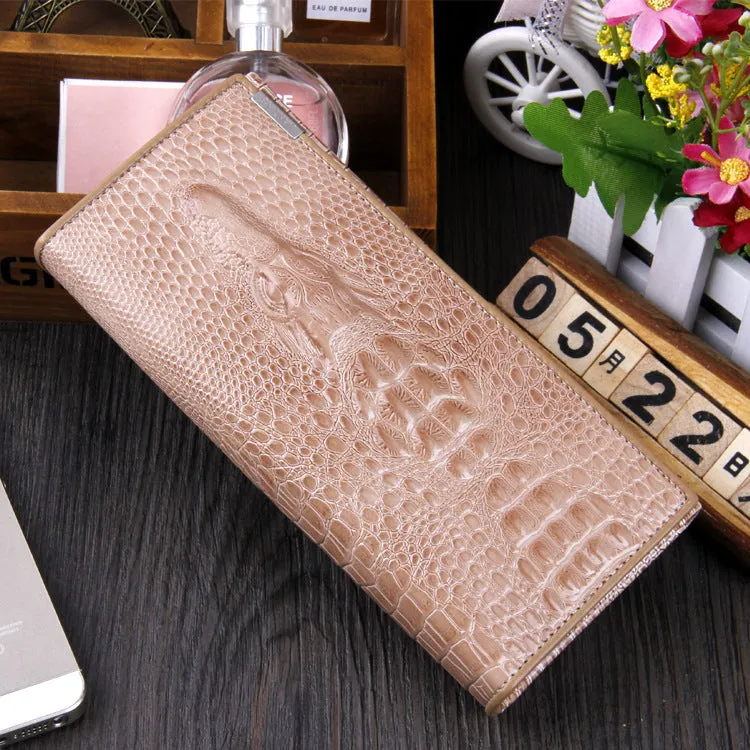 Leather Women's Wallet Crocodile Women's Long Wallet
