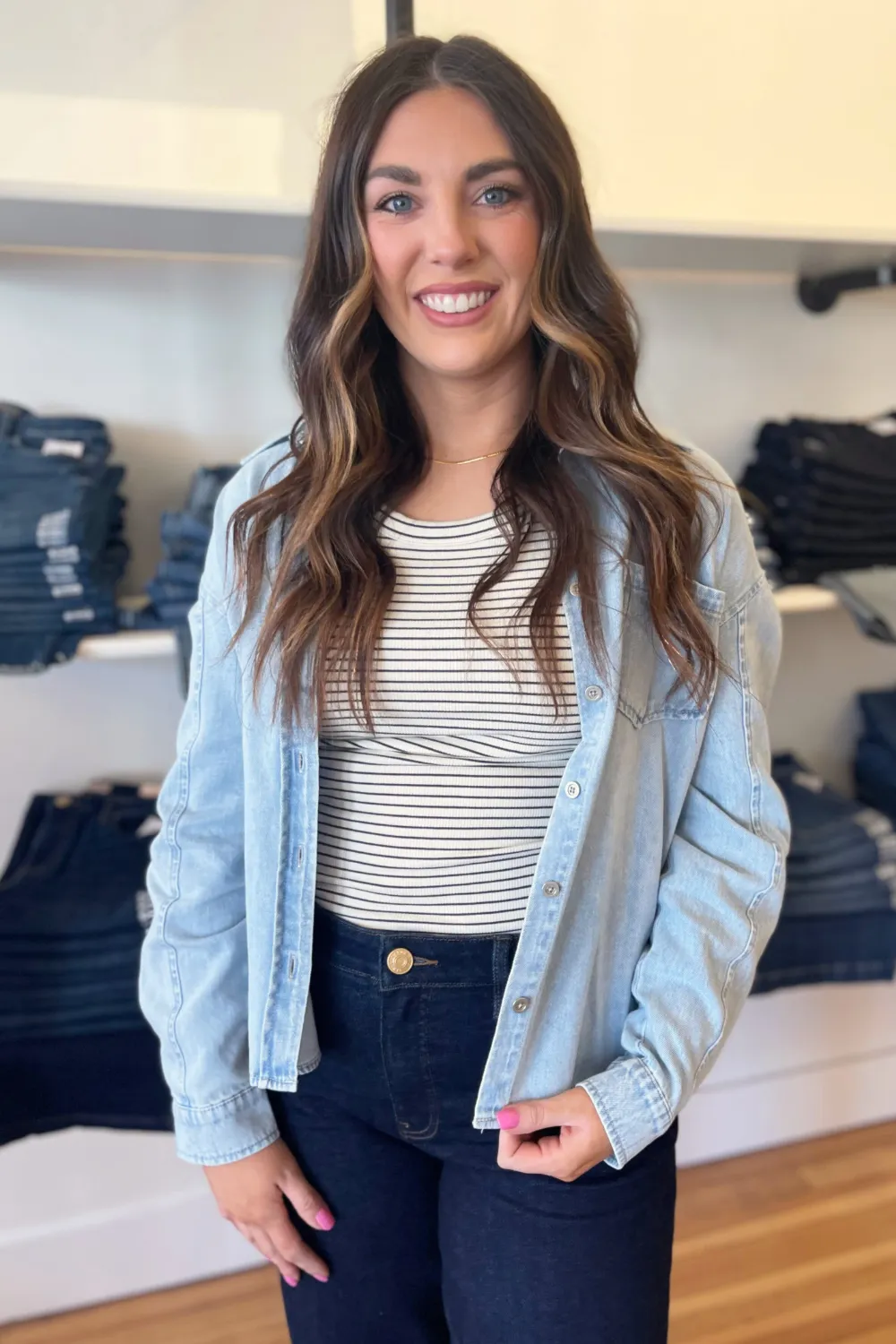 Leighton Long Sleeve Button Down w/ Patch Pocket
