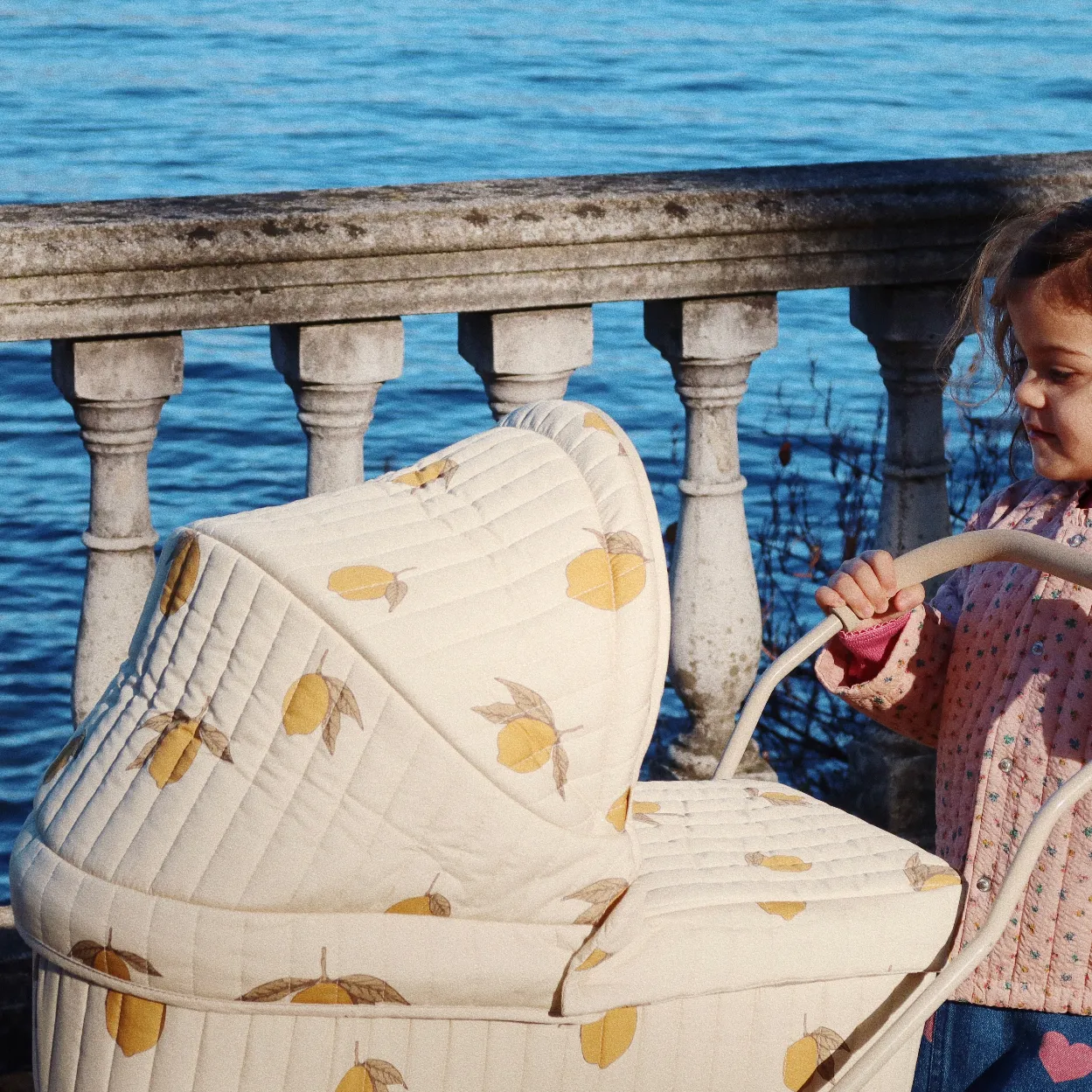 Lemon Print Vintage Traditional Dolls Pram