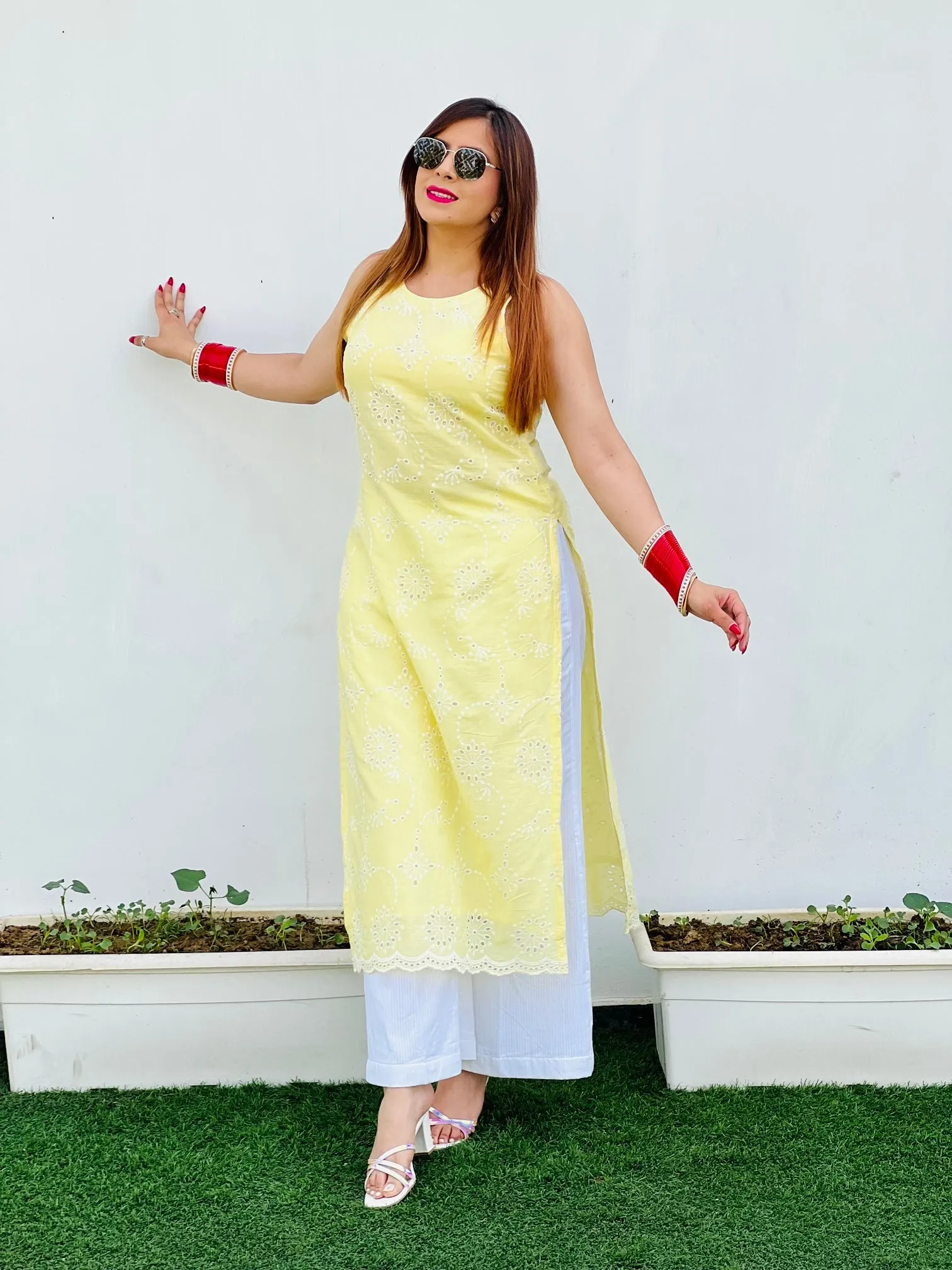 Lemon Yellow Cotton Kurti