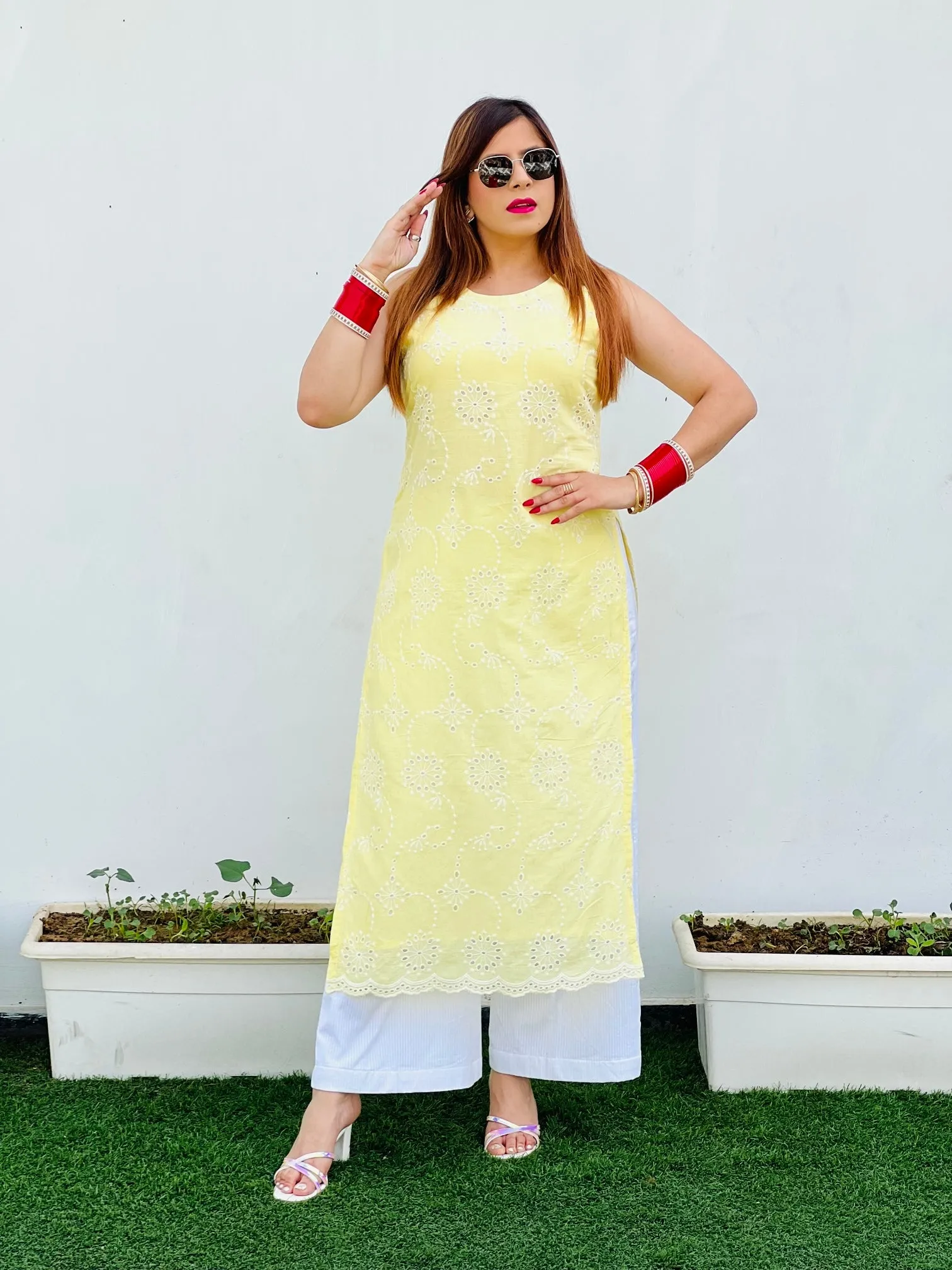 Lemon Yellow Cotton Kurti