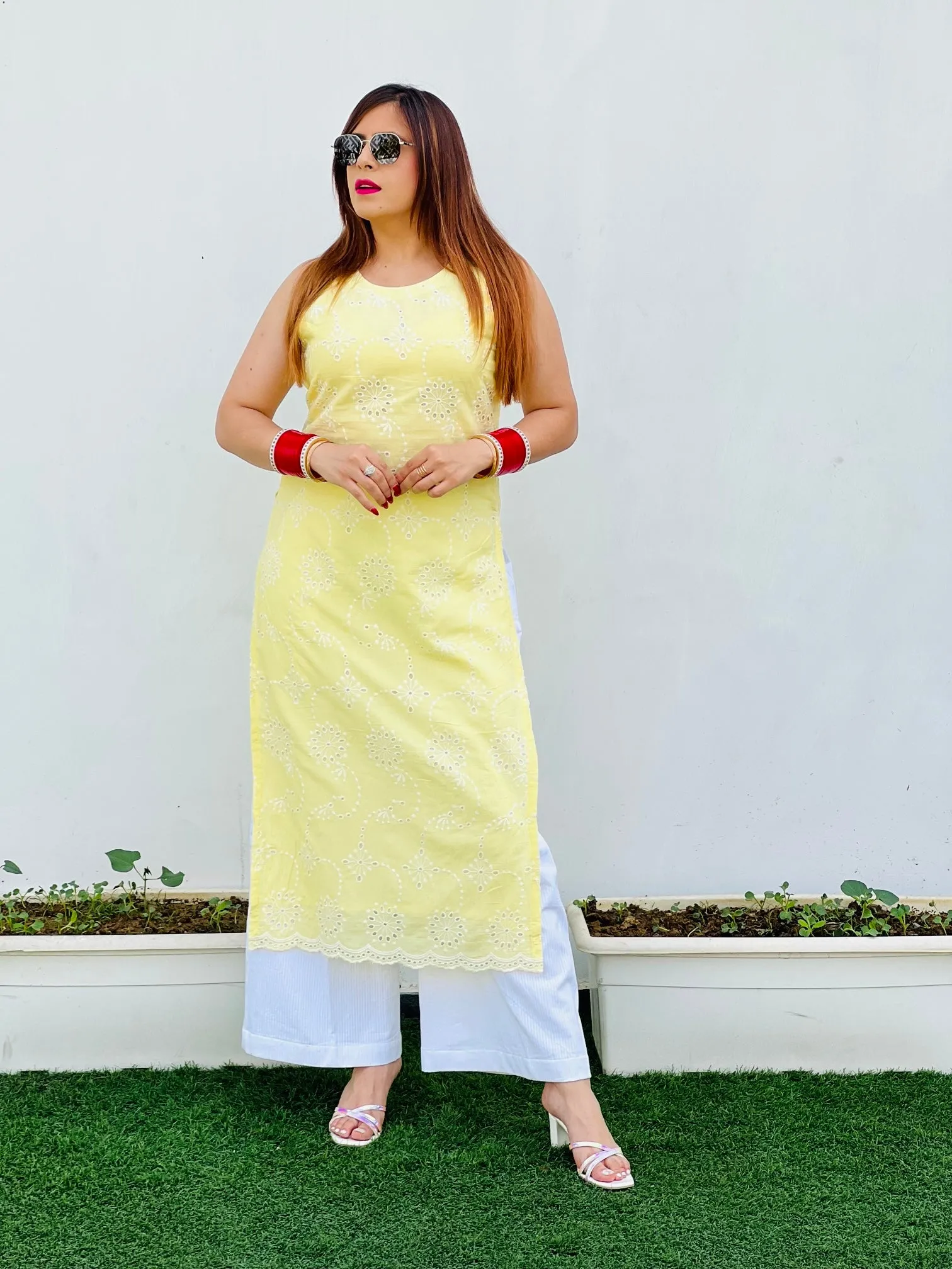 Lemon Yellow Cotton Kurti