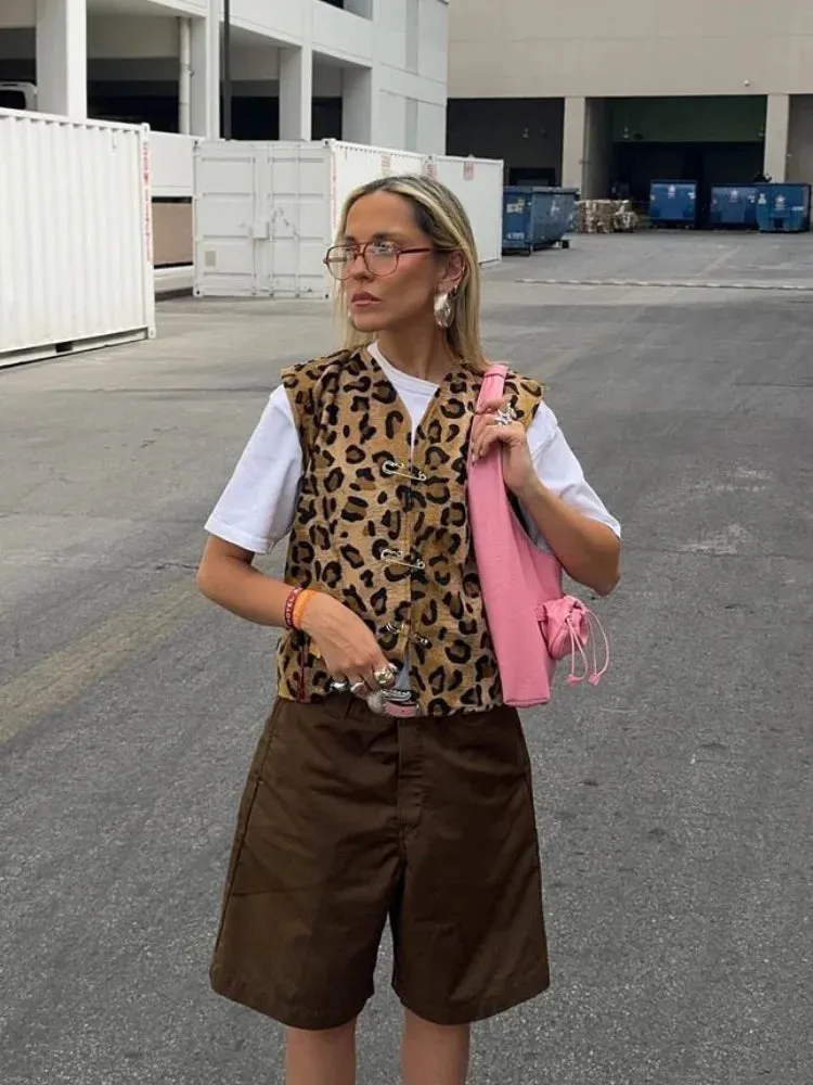 Leopard Print Fleece Vest | Statement Layer | Retro Street Style