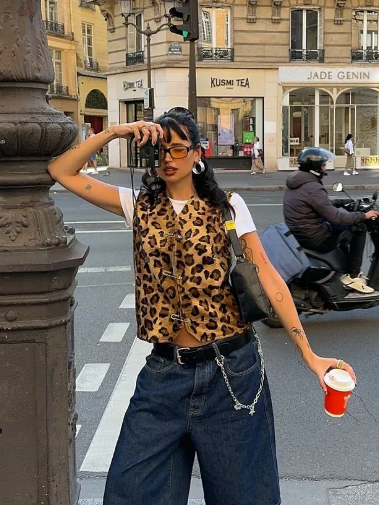 Leopard Print Fleece Vest | Statement Layer | Retro Street Style