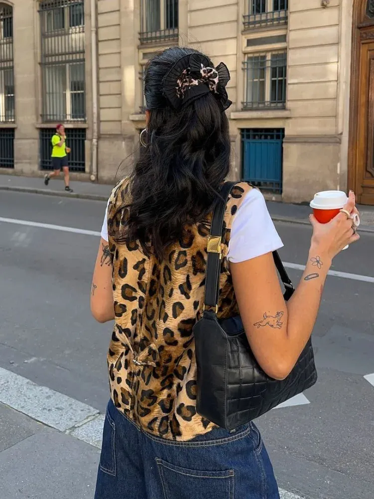 Leopard Print Fleece Vest | Statement Layer | Retro Street Style