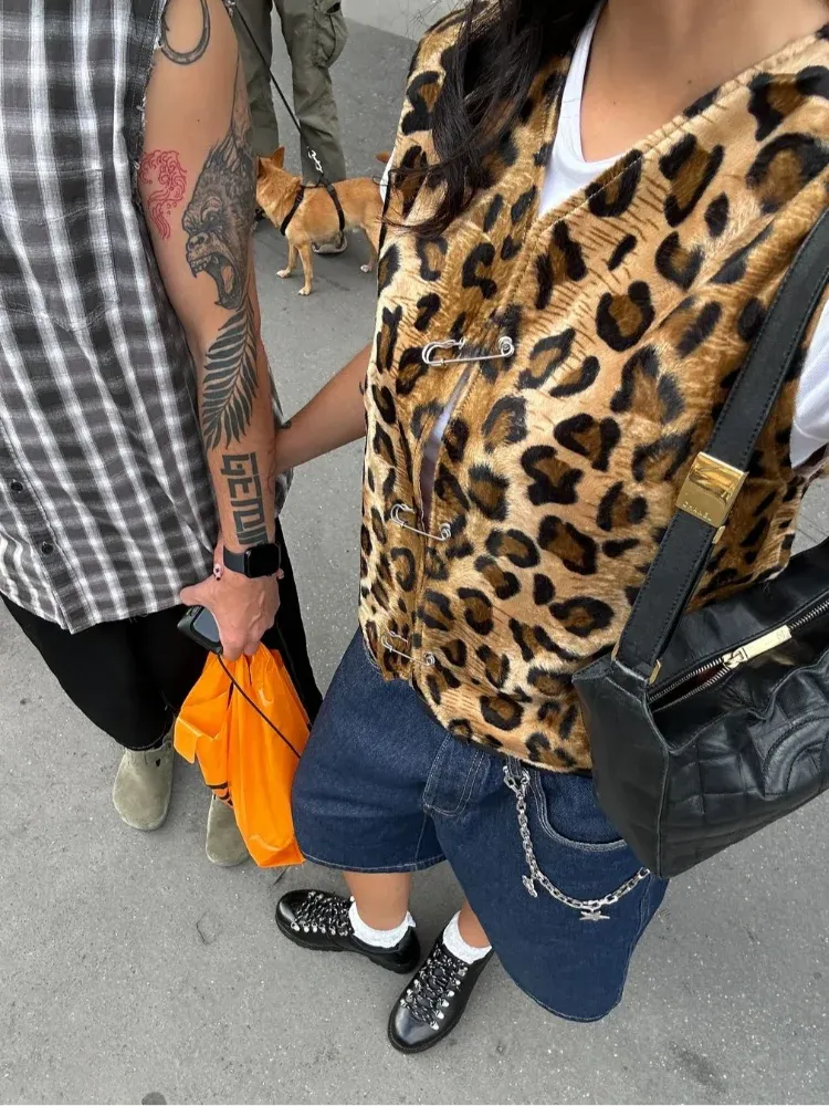 Leopard Print Fleece Vest | Statement Layer | Retro Street Style