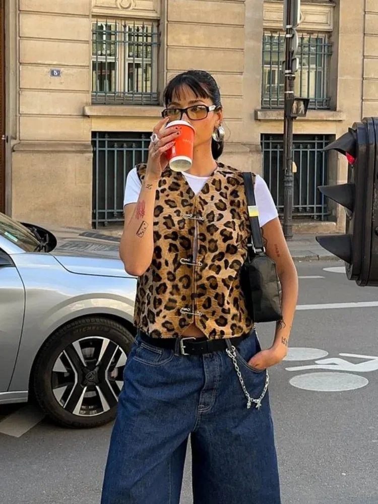 Leopard Print Fleece Vest | Statement Layer | Retro Street Style