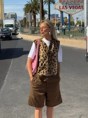 Leopard Print Fleece Vest | Statement Layer | Retro Street Style