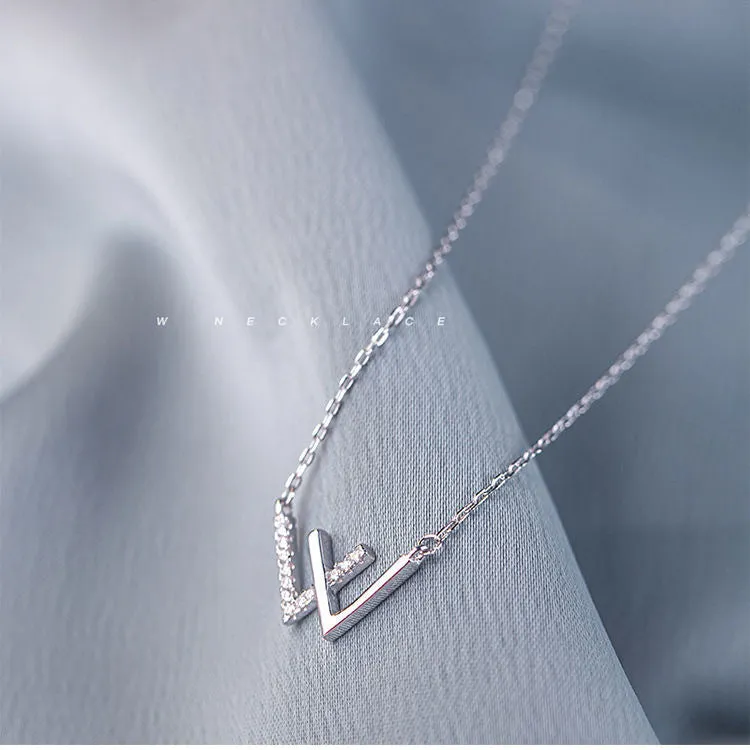 Letter W Silver Plated Necklace