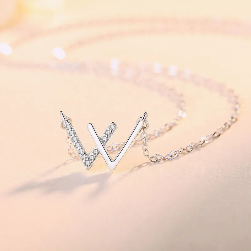 Letter W Silver Plated Necklace