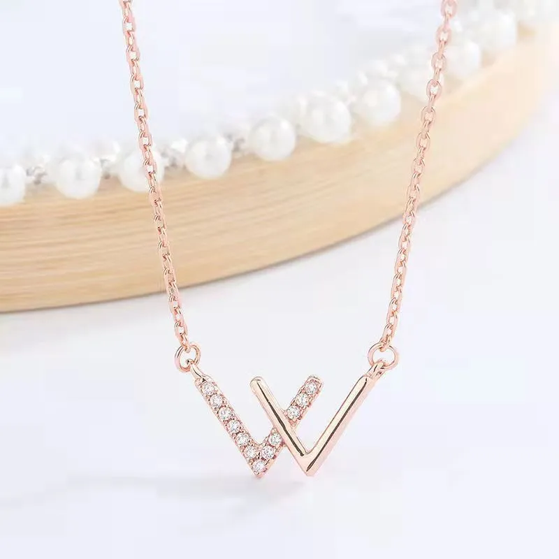 Letter W Silver Plated Necklace