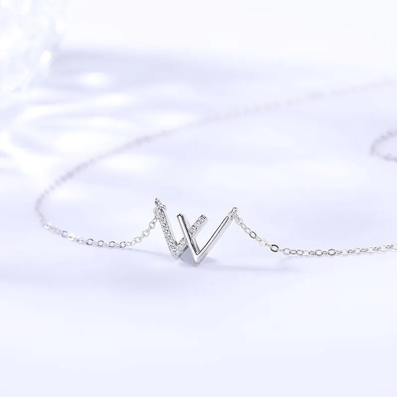 Letter W Silver Plated Necklace