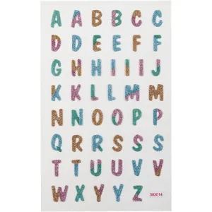 Letters Glitter Stickers Sheet 10x16cm Sparkly Self-Adhesive Punched Greeting Cards Gift Tags