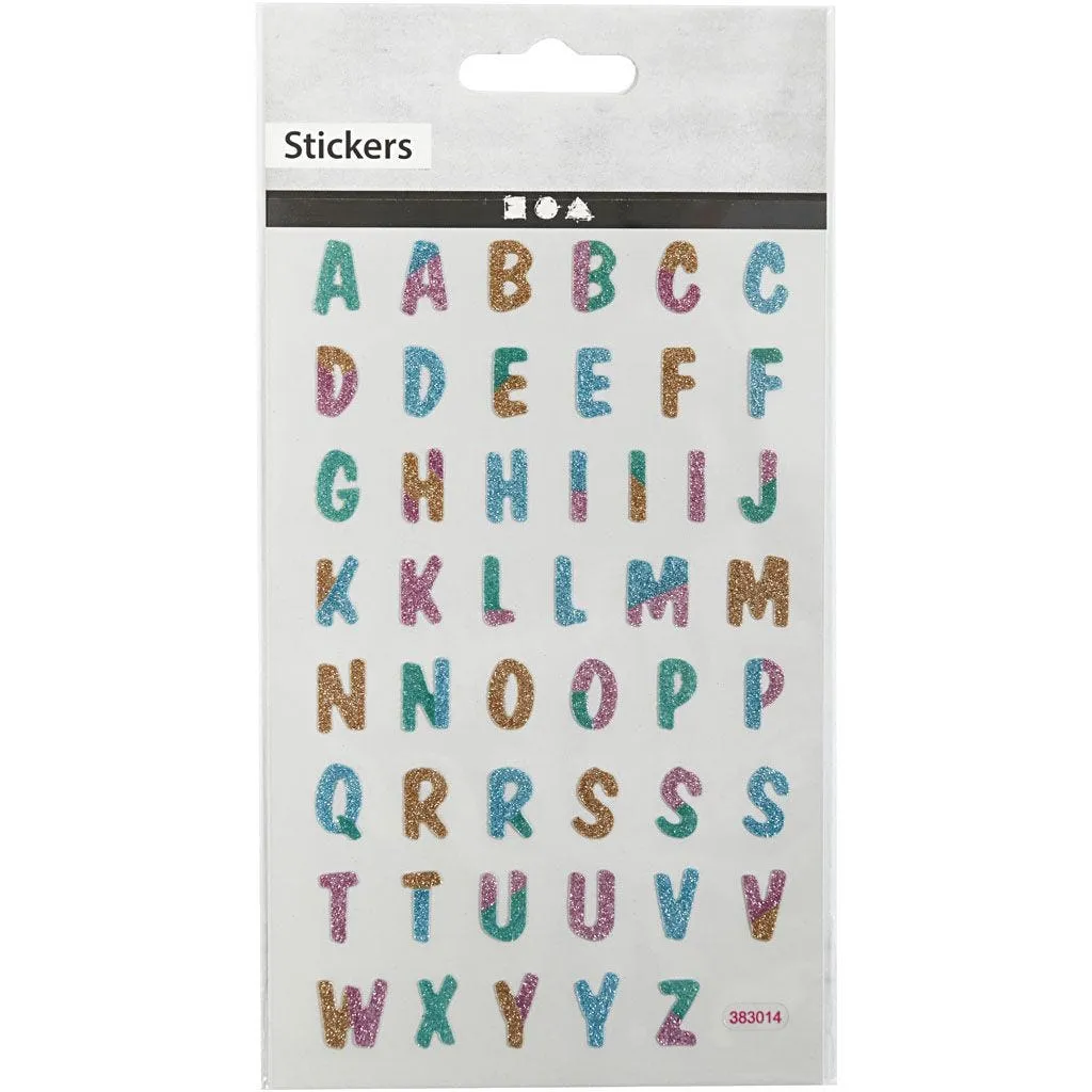Letters Glitter Stickers Sheet 10x16cm Sparkly Self-Adhesive Punched Greeting Cards Gift Tags