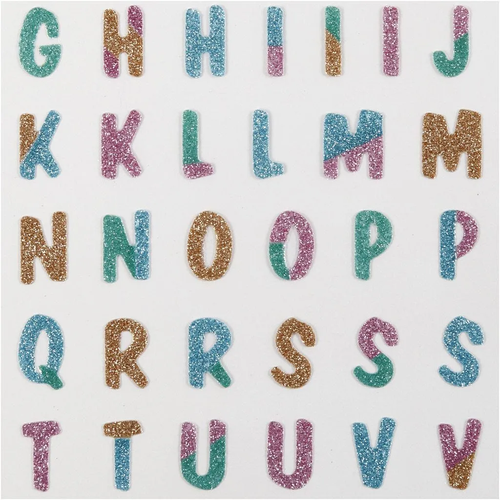 Letters Glitter Stickers Sheet 10x16cm Sparkly Self-Adhesive Punched Greeting Cards Gift Tags