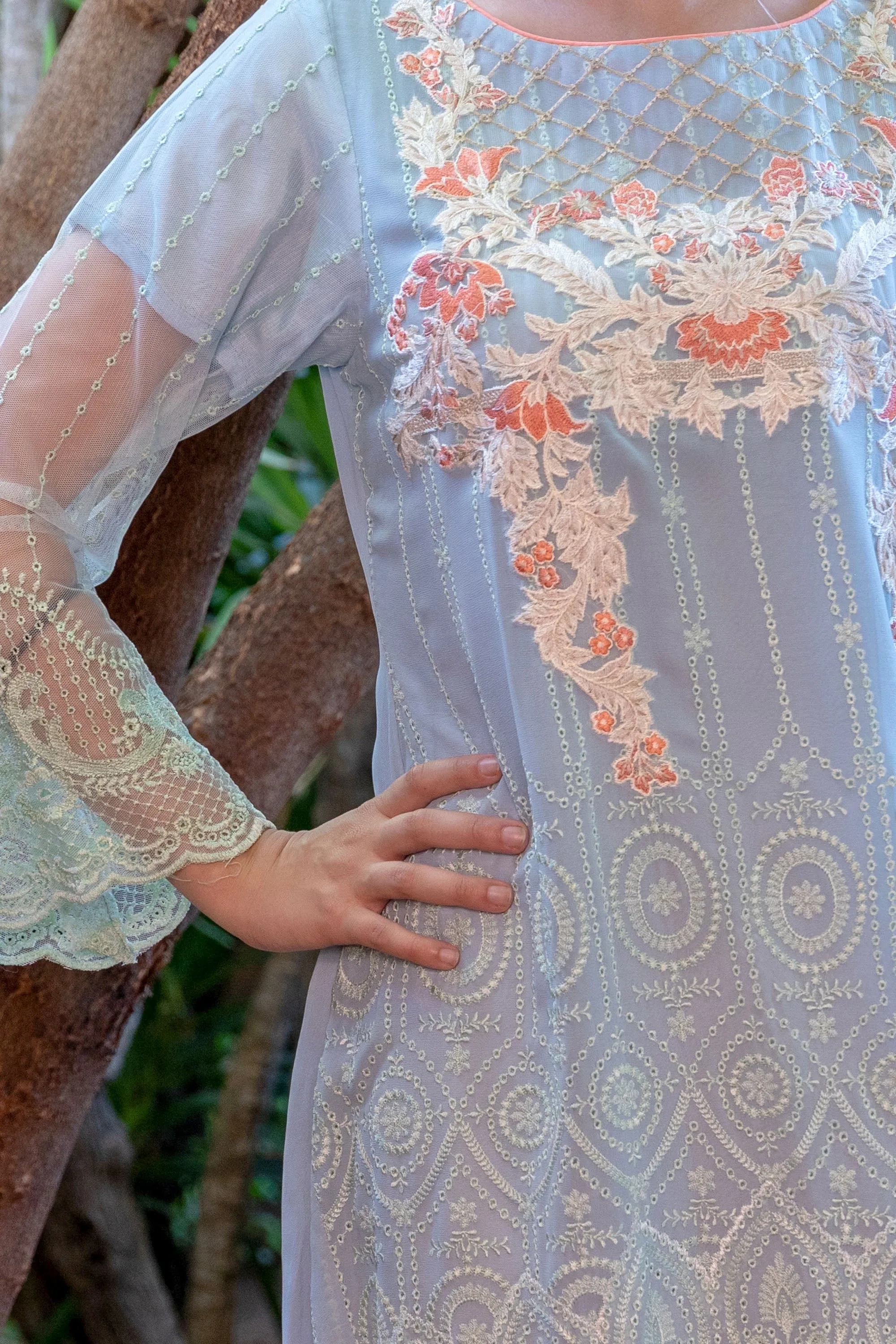 Light Blue Chiffon Suit by Sobia Nazir