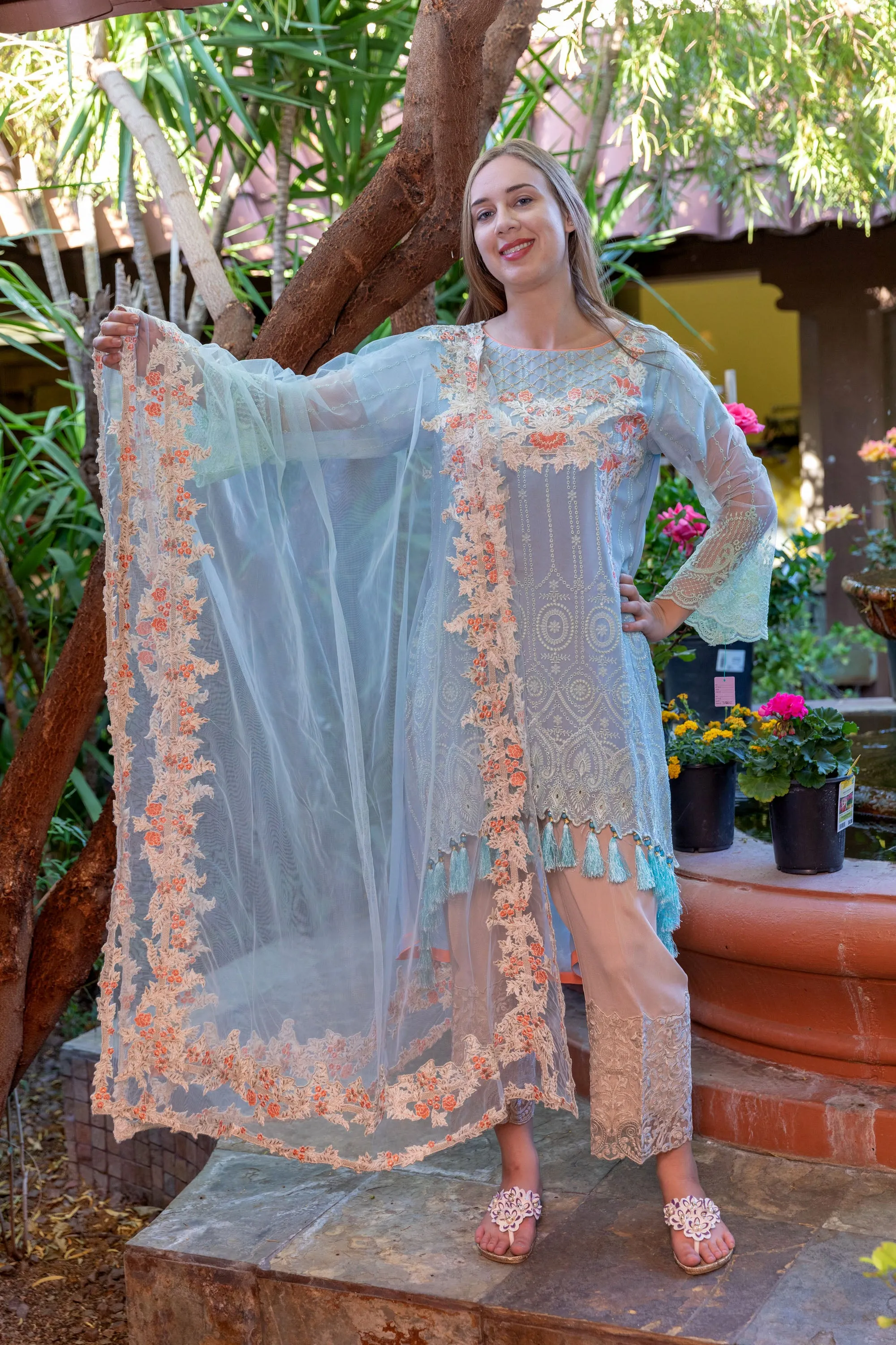 Light Blue Chiffon Suit by Sobia Nazir