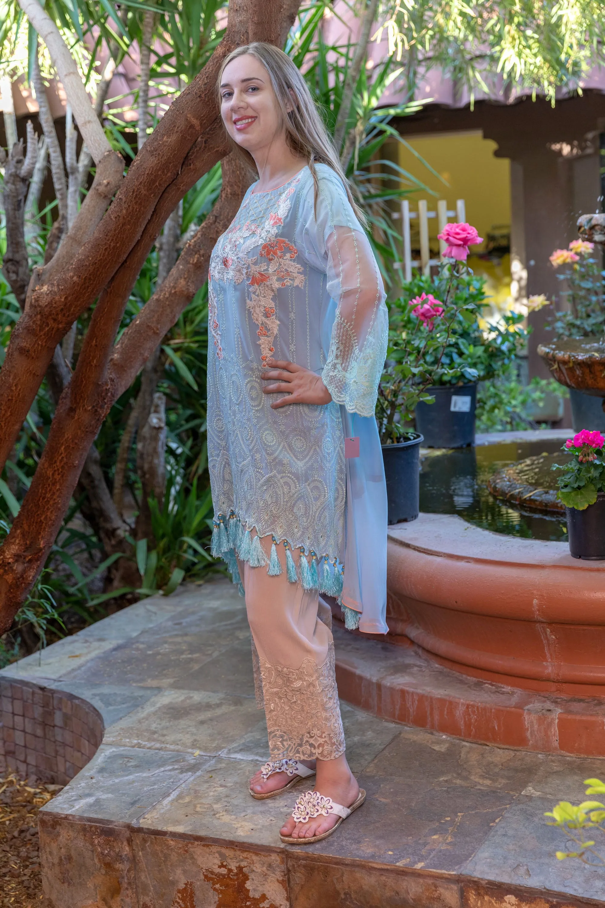Light Blue Chiffon Suit by Sobia Nazir