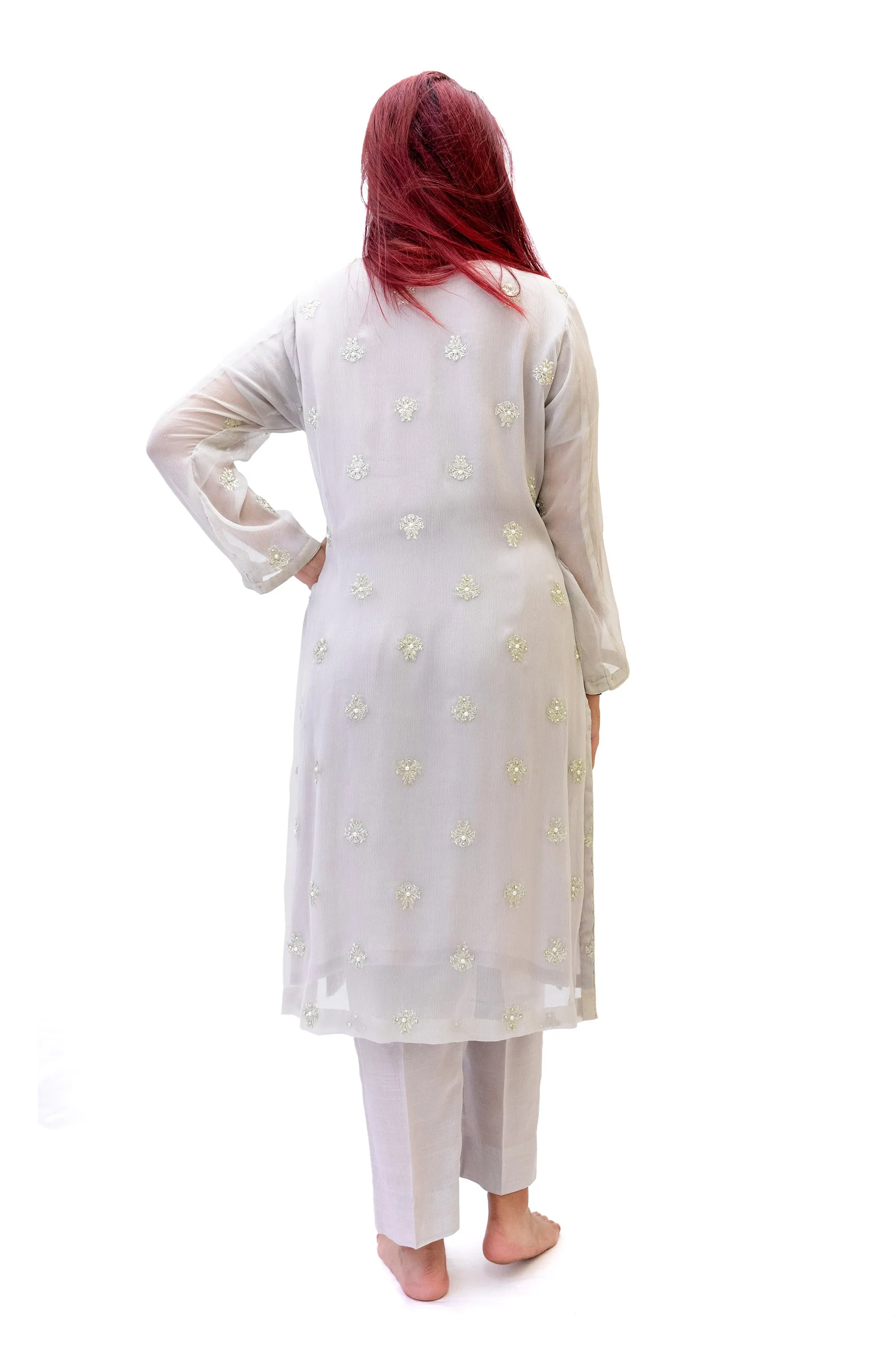 Light Grey Chiffon Salwar Kameez - Suit