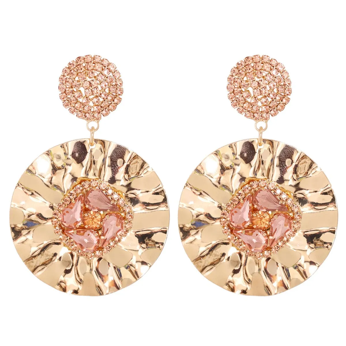 Light Pink Crystal & Cubic Zirconia 18K Gold-Plated Round Drop Earrings