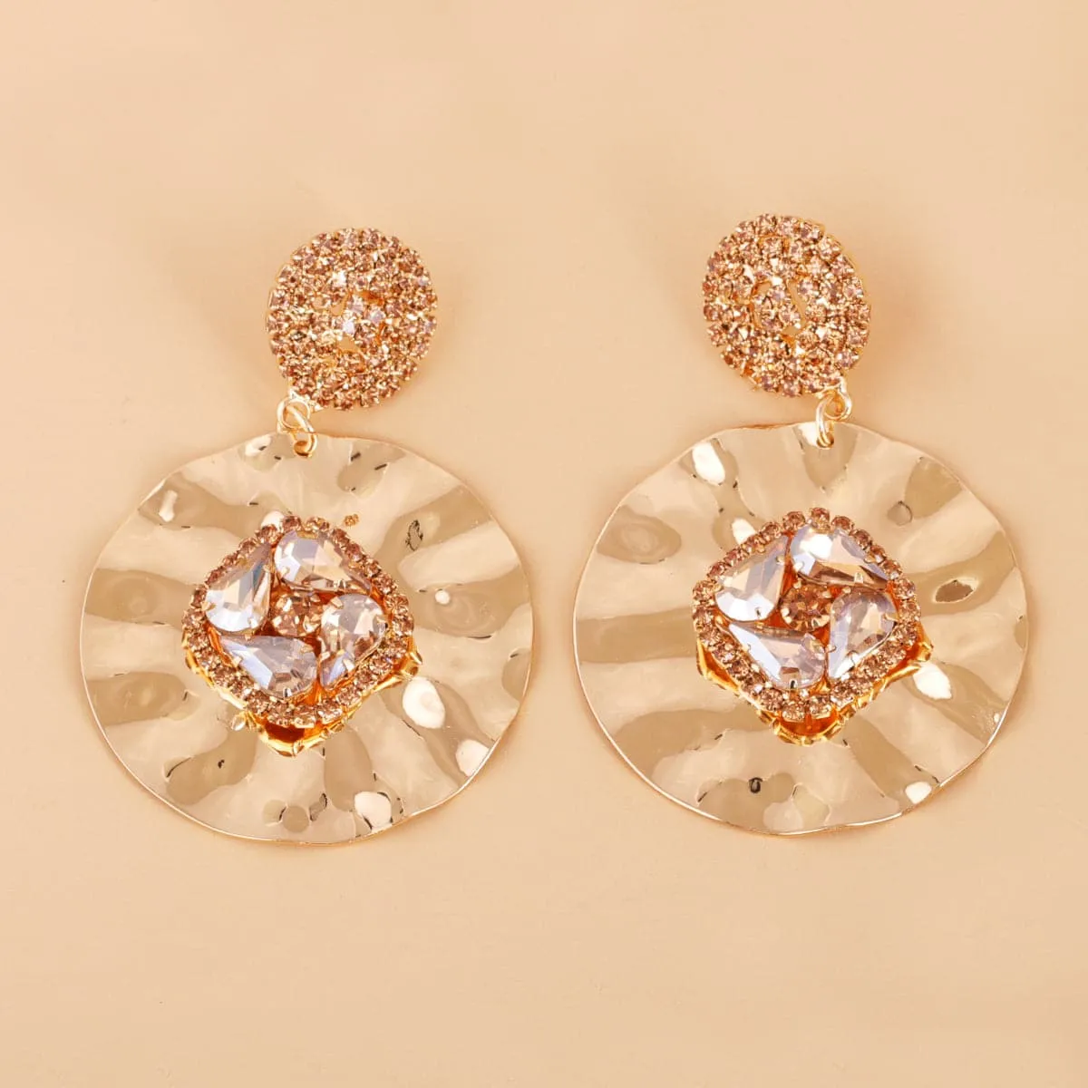 Light Pink Crystal & Cubic Zirconia 18K Gold-Plated Round Drop Earrings