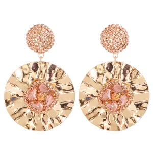 Light Pink Crystal & Cubic Zirconia 18K Gold-Plated Round Drop Earrings