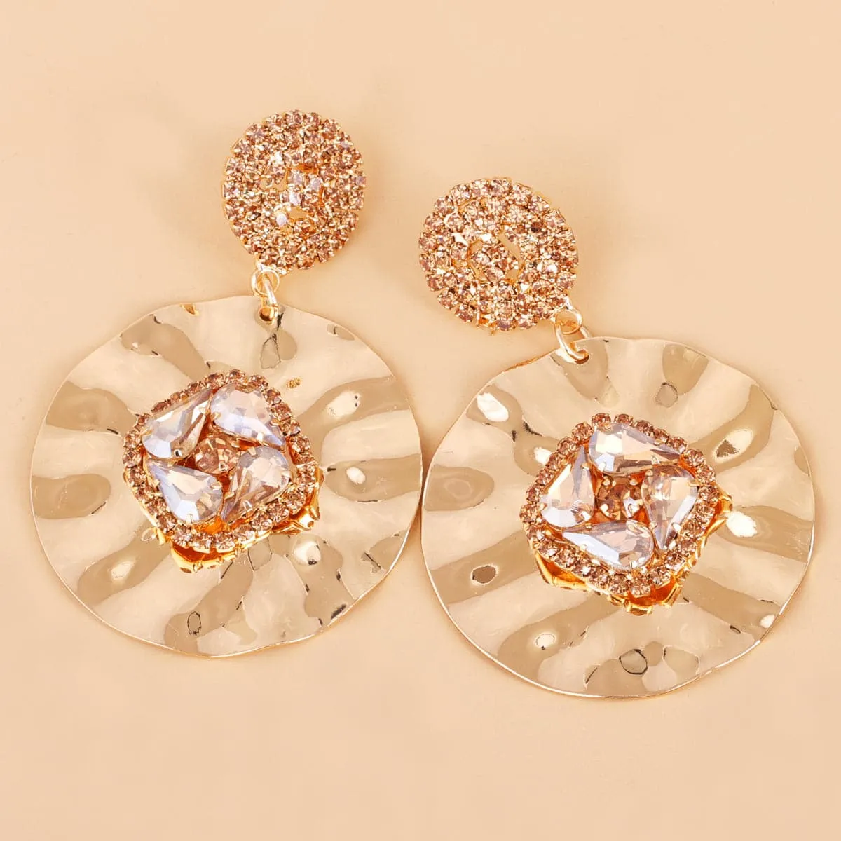 Light Pink Crystal & Cubic Zirconia 18K Gold-Plated Round Drop Earrings