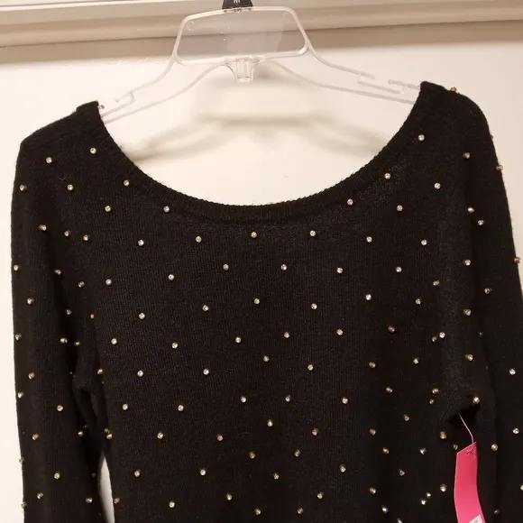 LILLY PULITZER Laveta Rhinestone Black Sweater Sz L NWT  /B8