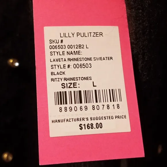 LILLY PULITZER Laveta Rhinestone Black Sweater Sz L NWT  /B8