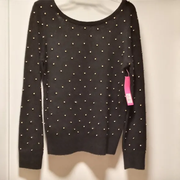 LILLY PULITZER Laveta Rhinestone Black Sweater Sz L NWT  /B8