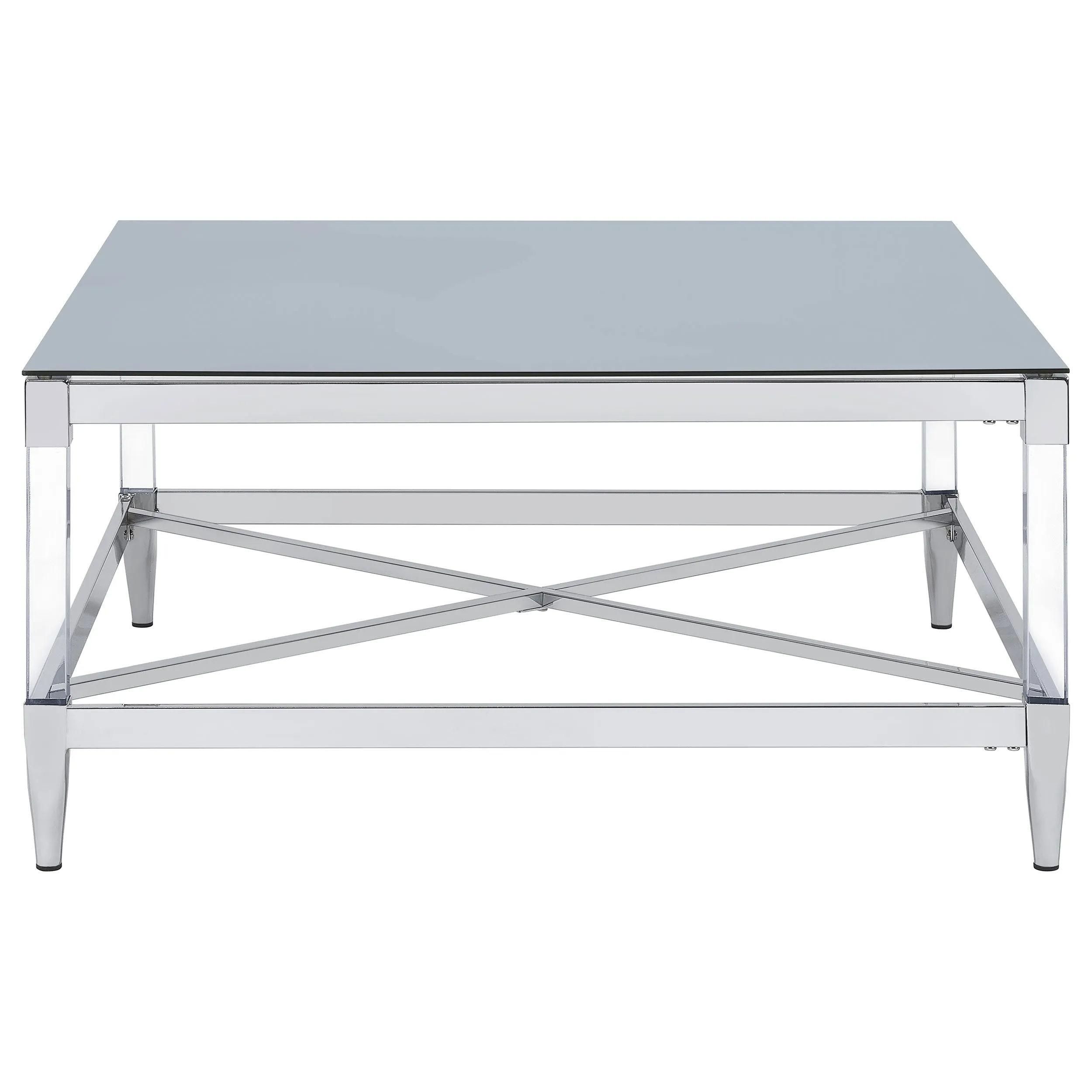 Lindley Square Tempered Mirror Acrylic Coffee Table Chrome