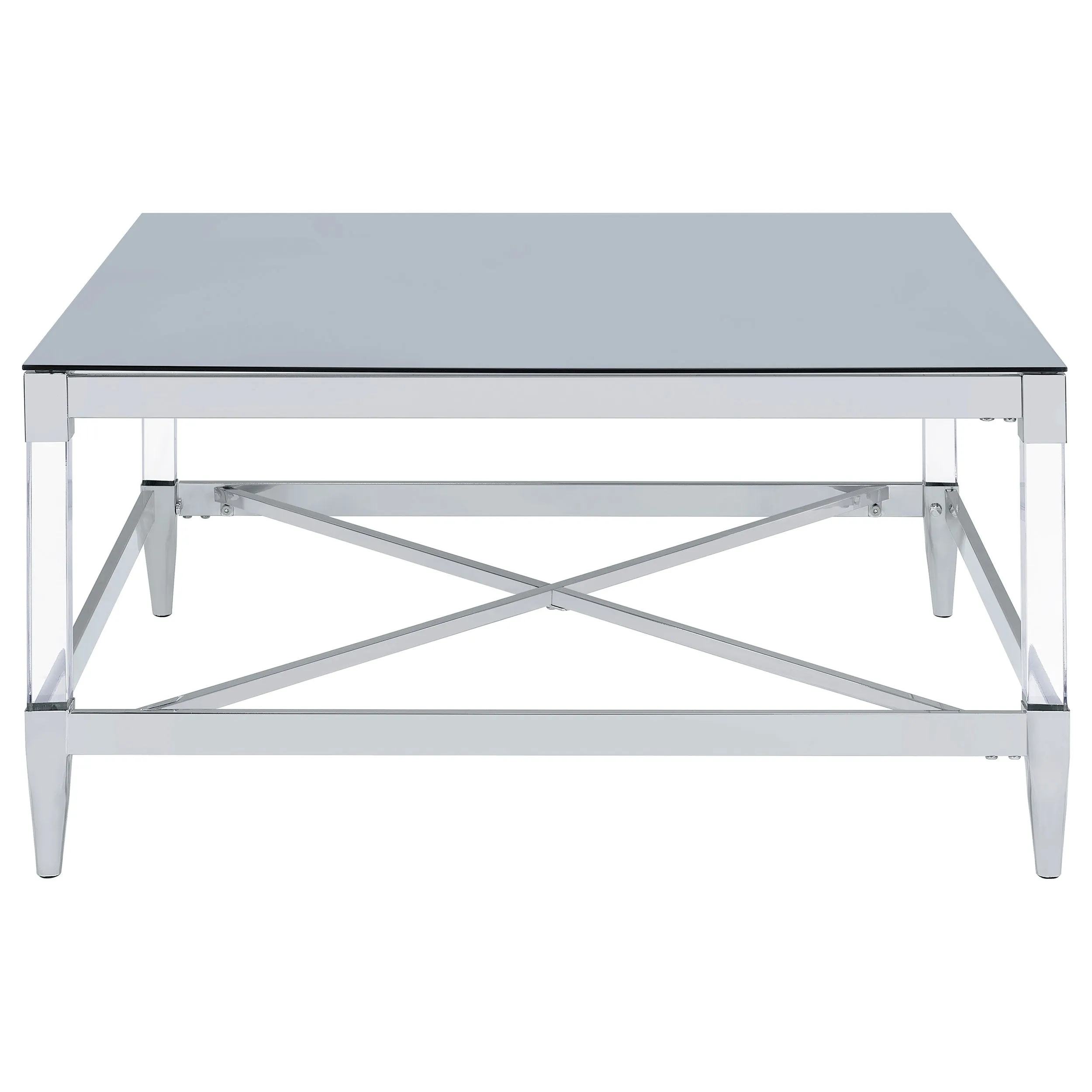 Lindley Square Tempered Mirror Acrylic Coffee Table Chrome