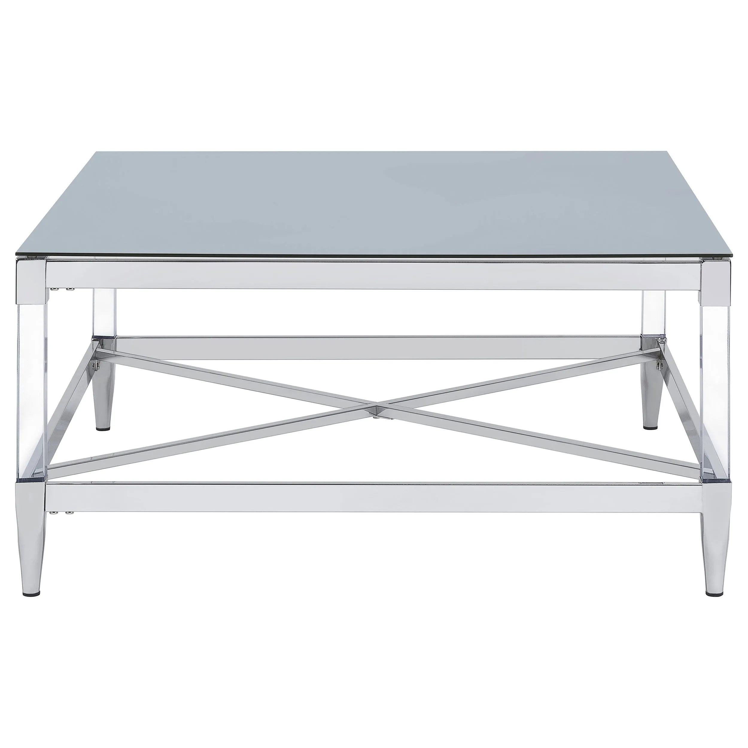 Lindley Square Tempered Mirror Acrylic Coffee Table Chrome