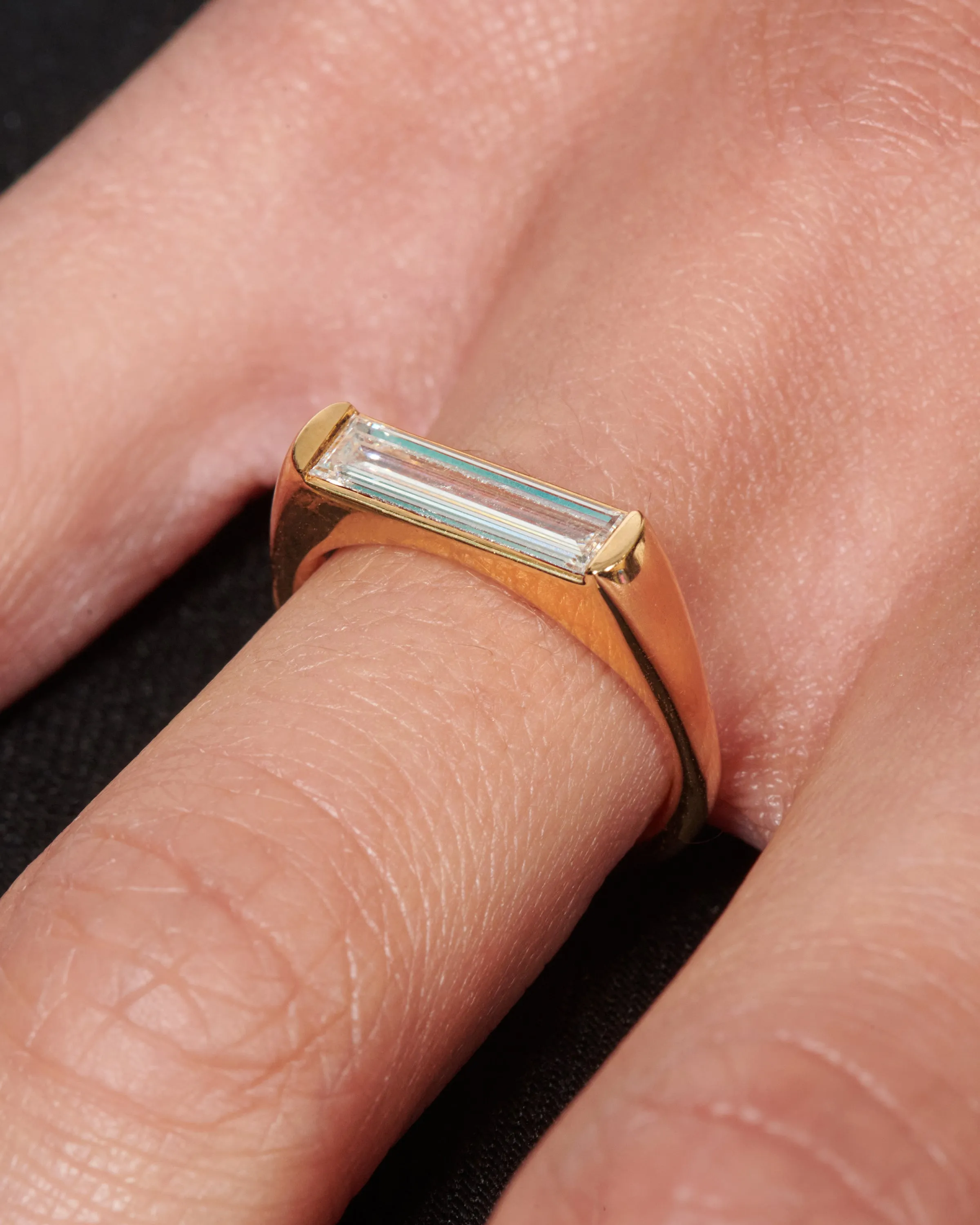 Long Baguette Diamond Ring